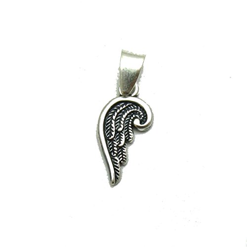 Petit pendentif en argent massif 925 Moitié cœur aile d'ange PE001264