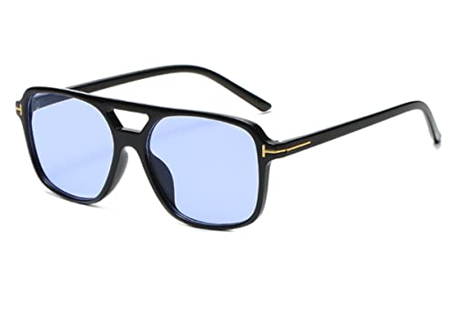 Gafas de sol vintage aviador para mujeres hombres 70s Gafas retro de gran tamaño amarillo lentes, azul 1, Large