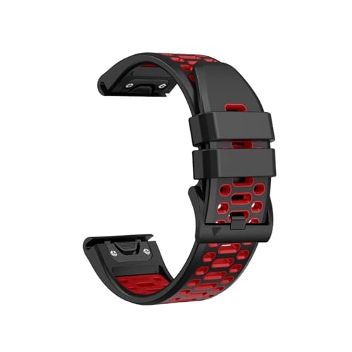 26mm 22mm���������V���J�Q���x���g�ɓK������Garmin Fenix 6X 6 Pro 5X 5 Plus 7X 7/Instinct 2X Solar(Black red,Quick fit 22mm)