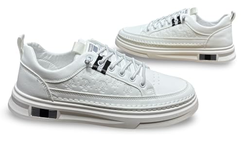 Image of Fashion Platform Sneakers, Embossed Pattern, Casual Athletic Shoes for Mens