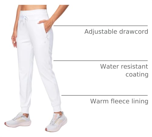 G Gradual Women's Fleece Lined Joggers High Waisted Water Resistant Thermal Winter Sweatpants Running Hiking Pockets(White, S) by G Gradual - Used condition - Image 3