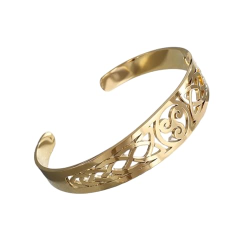 New 2025 Celtic Knot Triskelion Triple Spiral Triskele Cuff Bracelet for Men Women Nordic Stainless Steel Adjustable Cuff Jewelry Fashion Accessories Creative Gift