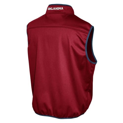 2Bhip NCAA Oklahoma Sooners OU Adult Mens College Red Mock Neck Softshell Full Zip Sleeveless Vest Jacket2