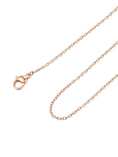 Image of FOCALOOK Rose Gold Chain for Women, 1.4MM Thin Rolo Cable Necklace, Adjustable Long 20inch Link Choker Chains for Pendant, Stainless Steel Necklaces, Hypoallergenic Jewellery Gift for Her