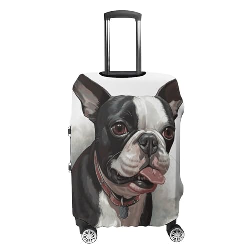 Boston Terrier Luggage Covers Tsa Approved Suitcase Cover Elastic Washable Luggage Sleeve Carry on Cover Protector Anti-Scratch Suitcase Protector Fits 19-30 Inch Case(M)4