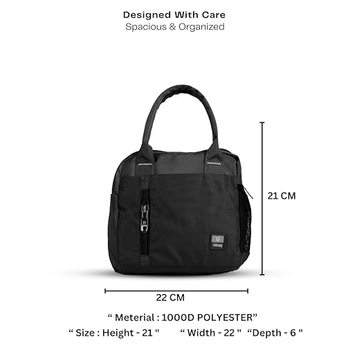 Image of Fluxy Office Lunch Bag(7.4L) for Men & Women | Lunch Tote for Office, School & Travel | Durable 1000D Polyester Lunch Carrier with Zipper & Multiple Pockets | Reusable Tiffin Bag (Black, 22 cm)