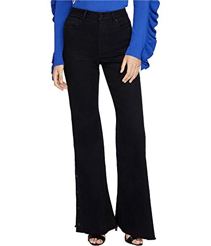 Rachel Roy Womens Snap Wide Leg Jeans, Black, 29