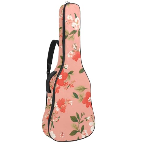 Housse de guitare acoustique rembourrée multicouche avec poches de rangement, motif floral