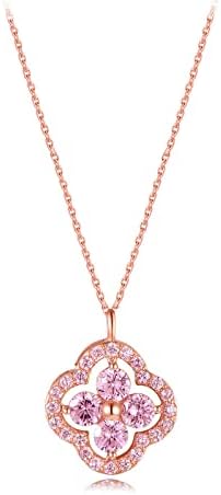 （08:30時点） [Free bird] 4つ葉クローバー ネックレス レデイース「幸運の象徴」シルバー925 金属アレルギー ペンダントピンクジルコニア アクセサリー 誕生日ギフト 女性 ジュエリー 人気 ホワイトデー 母の日 プレゼント