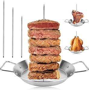 Kebab Spike Vertical con 3 pinchos de acero inoxidable para brochetas jugosas