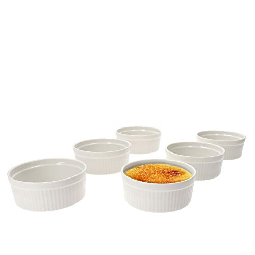 MamboCat Lot de 6 ramequins Bianca 250 ml I Porcelaine I Ø 11,5 cm I Blanc I Moule I Moule I Coupelles à muffins I pour crème brûlée, soufflé, cupcakes, Tiramisu, etc.