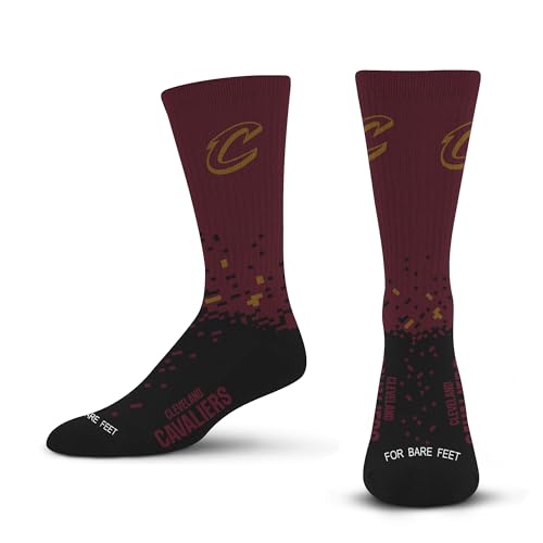 For Bare Feet NBA CLEVELAND CAVALIERS Spray Zone Crew Sock Team Color YOUTH