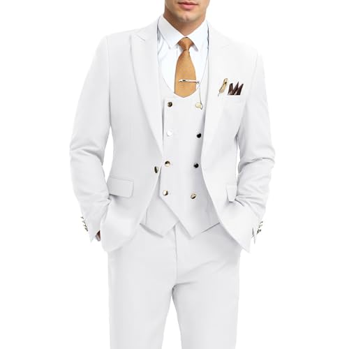 Aowdoy Men's Suits 3 Piece Slim Fit Tuxedo Suit One