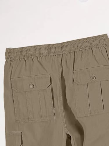 Image of Vogaan Casual Solid Men's Loose Fit Drawstring Cargo Pants with Multiple Pockets | Cotton Cargos for Men