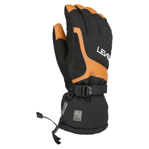Gants de ski haut de gamme Patrol Level homme marron en cuir et textile technique