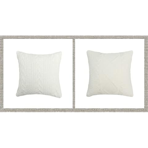 ANDUUNI Decorative Knitted Pillow Case Cushion Cover Double-Cable Sweater Throw Pillow Covers for Bed Couch 18" X 18" Cover