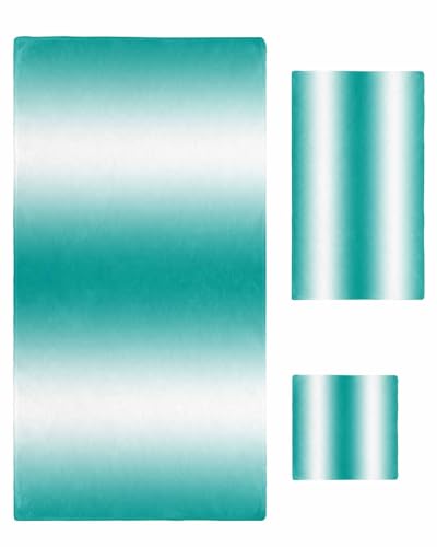 Aqua White Ombre 3 Pack Towels Sets - Absorbent 1