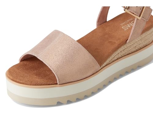 Image of TOMS Women's Diana Wedge Heel Sandal, Leather Upper, Rope-Wrapped Midsole, Adjustable Strap, Buckle, OrthoLite Insole