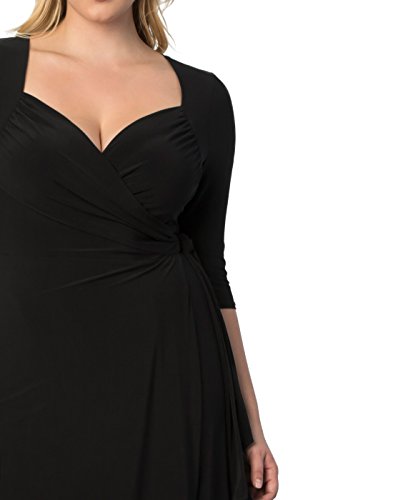 Kiyonna Women's Plus Size Sweetheart Knit Wrap Dress, Midi Cocktail Dress For Wedding Guest Dress, Wear To Work, Party Or Semi-Formal Event, Sweetheart Neckline, 3/4 Fitted Sleeves #TOP1