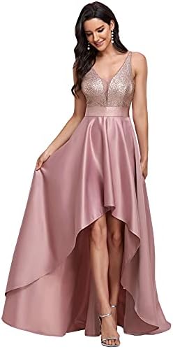 Ever-Pretty Women's Plus Size Satin V-Neck Maxi Formal Dress Wedding Dress Banquet Dresses for Juniors Orchid US20