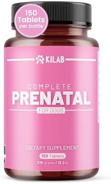 Kilab Complete Prenatal Vitamins for Dogs –150 Tablets with Iron, Choline, Zinc, DHA & Probiotics – Supports Healthy Development & Wellness for Pregnant, Nursing, & Weaning Females
