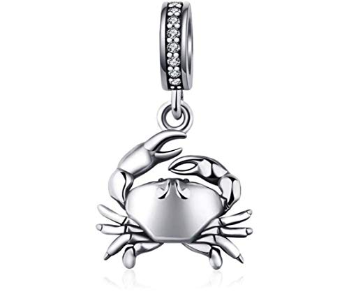Bolenvi Dangling Crab Ocean Beach Claw Pendant 925 Sterling Silver Charm Bead for Pandora & Similar Charm Bracelets or Necklaces