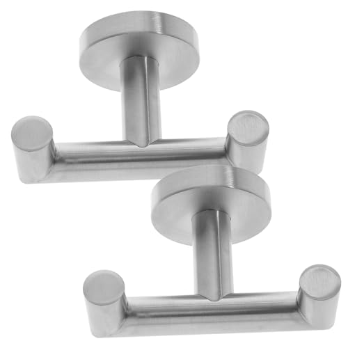 LIOOBO 2個 ステンレス製ダブルフック 壁掛けタオル コートフック 小型軽量 多機能浴室 玄関収納 吊り下げ便利 コンパクト設計 家用衣類収