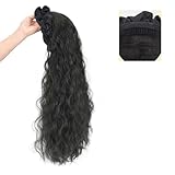 Peluca con diadema ondulada larga sintética para mujer, color negro y marrón, con diadema trenzada, accesorios, media peluca Natural-21