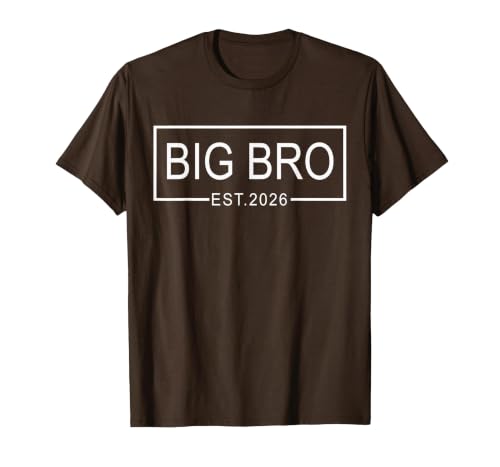 Big Bro Est. 2026 New Big Brother Pregnancy Announcement T-Shirt, Men, Brown, Small
