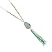 RIAH FASHION Bohemian Pendant Beaded Long Statement Necklace - Sparkly Crystal Bead Boho Teardrop, Natural Stone, Tassel Charm Wrap Lariat (Teardrop Stone & Tassel - Amazonite)