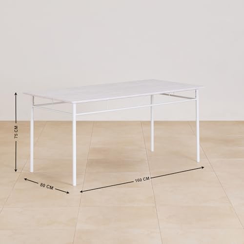 Image of Home Centre Helios Lucia 6-Seater Dining Set with Chairs and Bench - White
