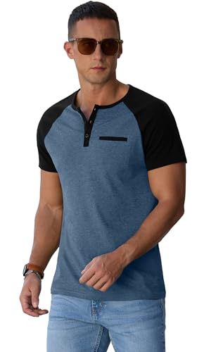 Image of Sailwind Men's Cotton Henley Short Sleeve Casual T-Shirts with Pocket