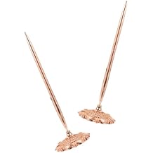 KALLORY 2pcs Business Signature Ballpoint Pens Rose Gold Metal Multi-function Writing Pens Wear-resistant Smooth Ink for Office Desk Accessories