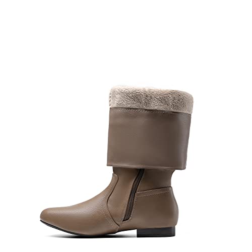 DREAM PAIRS DREAM PAIRS Women's Wide Calf Knee High Pull On Fall Weather Winter Boots,Size 8.5,Wide/Calf/Khaki,BLVD-W
