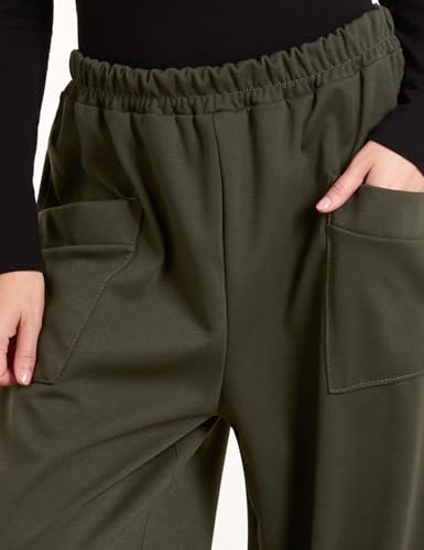 Athlisan Womens Barrel Sweatpants Drawstring High Waist Wide Leg Harem Trousers with Pockets2