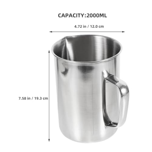 Taza medidora de 2000ml en acero inoxidable con escala precisa para laboratorios 3