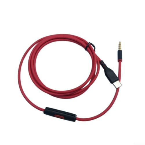 Image of Gold-Plated Aux Cord for Beats for mixr Headphones 1.5m Gold-Plated(Red And Black)