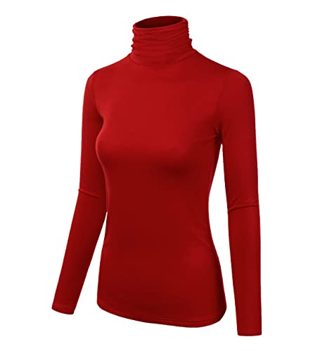Image of Women Turtleneck Long Sleeve Ribbed Knitted Casual Stretch Top Cotton Slim Fit Mock Turtle Neck Gree Pullover Sweater