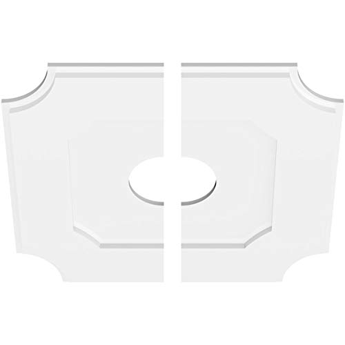 Image of Ekena Millwork CMP22LE2-05000 Locke Architectural Grade PVC Contemporary, Two Piece Urethane Ceiling Medallions 22 inchOD x 5 inchID x 13 inchC x 1 inchP