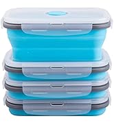 Collapsible Food Storage Containers with Airtight Lid & Air Vent, 16.9 oz, Kitchen Stacking Silic...