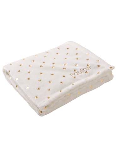 VERTBAUDET Plaid Enfant À Coeurs Dorés Microfibre Oeko-Tex écru/Coeurs dorés TU