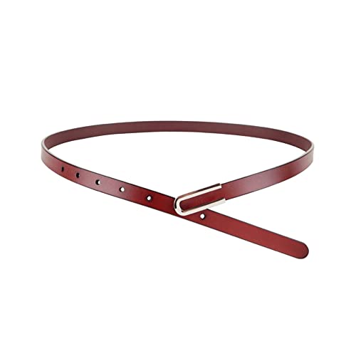 Women's Belt Fashion Skinny Slim Soft Genuine Leather Belts Waistband Thin Waist Belt Silver Chrome Color Alloy Buckle2
