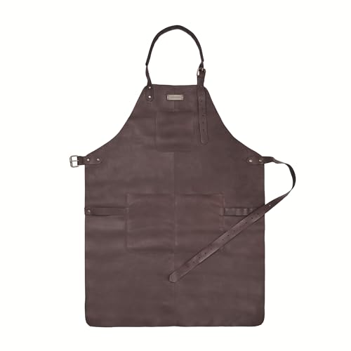 DRAKENSBERG Bob Leder Grillschürze für Männer Herren Lederschürze BBQ Grillen hochwertig handgemacht Dunkel-Braun DR00343
