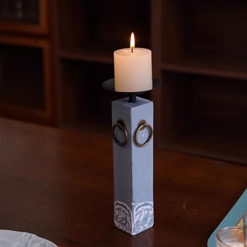 Bougeoir en ciment relief pour une ambiance de table rétro chic - 7