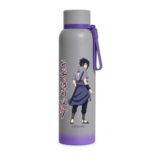 Image of Stainless Steel Water Bottle Naruto Grey - Sasuke 700ml | Triple Wall, Leakproof lid, BPA Free, ideal for gym, hiking, travel, Hot & Cold, food-grade stainless steel.