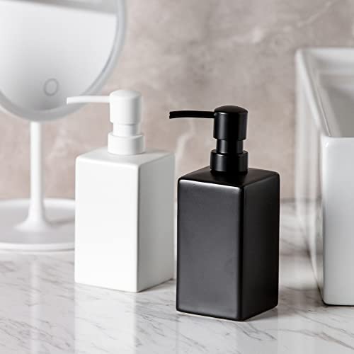 Square Matte White Soap Dispenser Ceramic Hand Soap and Lotion Dispenser for Bathroom Countertop,Dish Soap Dispenser for Kitchen-14oz.… - Image 6