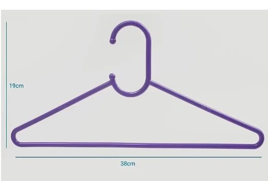 Image of Plastic Hangers | Heavy-Duty & Non-Slip - Space-Saving Hangers for Shirts, Pants, Coats, Suits | Durable & Lightweight for Wet & Dry Use | Pack of 12, Purple, 38 cm Wide