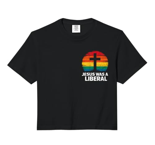 Jesus was A Liberal Retro Vintage Sunset Progressive Comfort Colors Crop Top