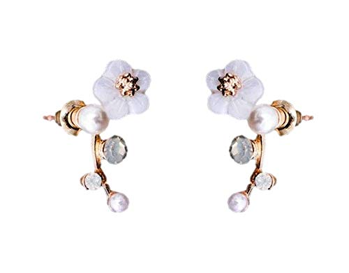 OOMPH Jewellery Gold Tone Delicate Floral Pearl Small Ear Stud Earrings for Women & Girls