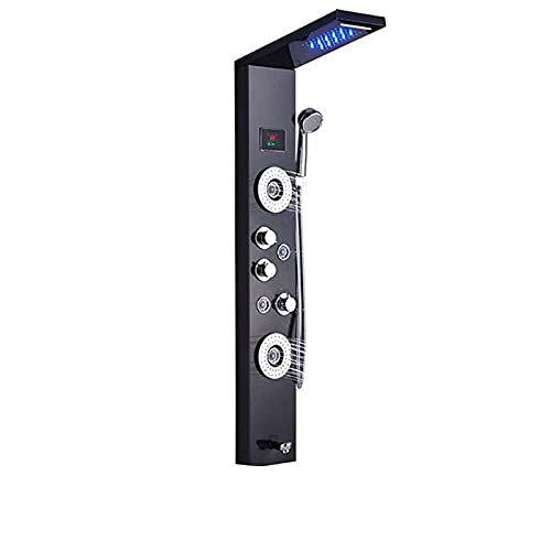 Columna de Ducha para Pared en Acero Inoxidable Negro con Panel SPA, Sistema de Masaje y Chorro Cascada, Modelo 8006 Negro miniatura 1